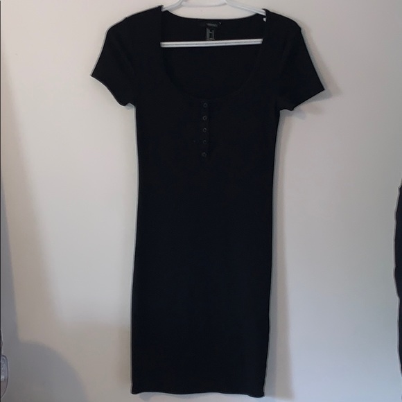 black short dress with buttons